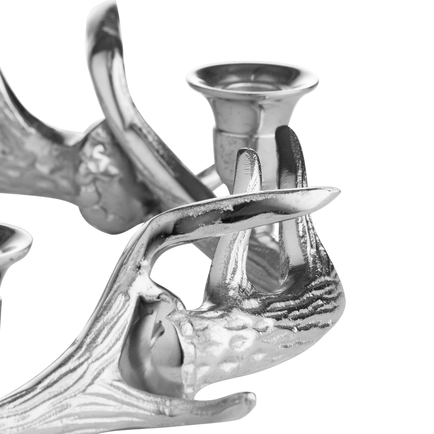 Silver Nickel Circular Antler Candelabra With Four Candle Holders
