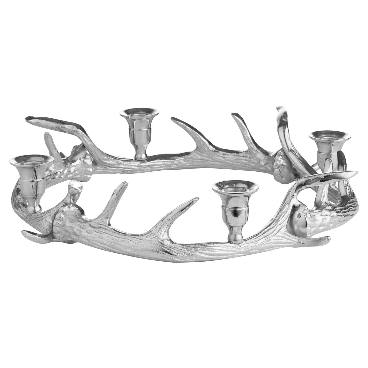 Silver Nickel Circular Antler Candelabra With Four Candle Holders
