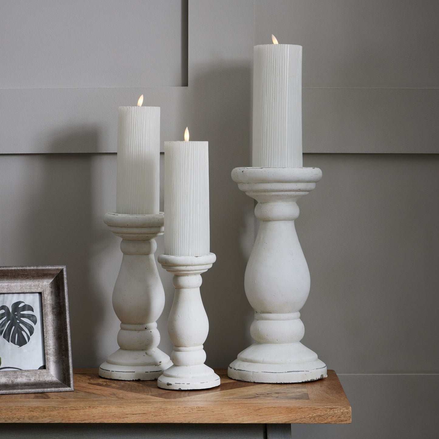 Matt White Ceramic Column Candle Holder