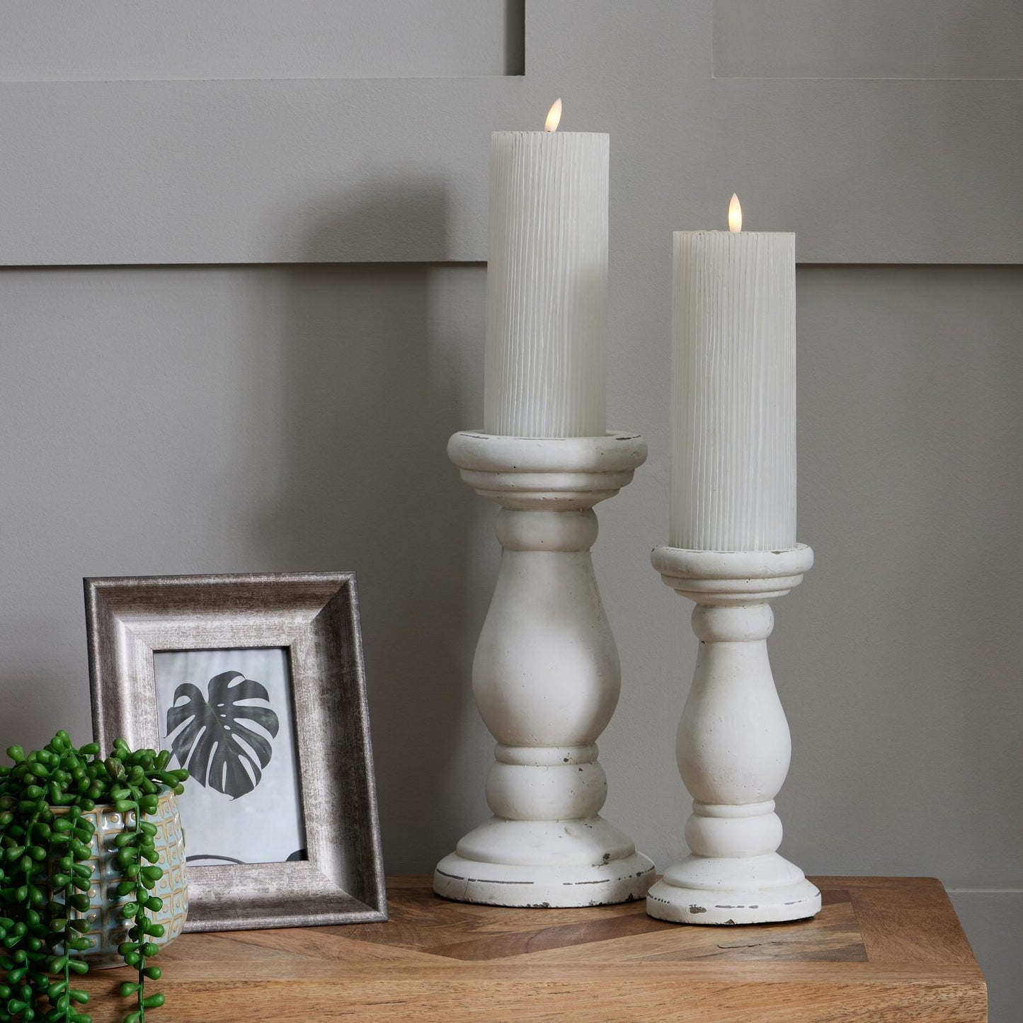Matt White Ceramic Column Candle Holder