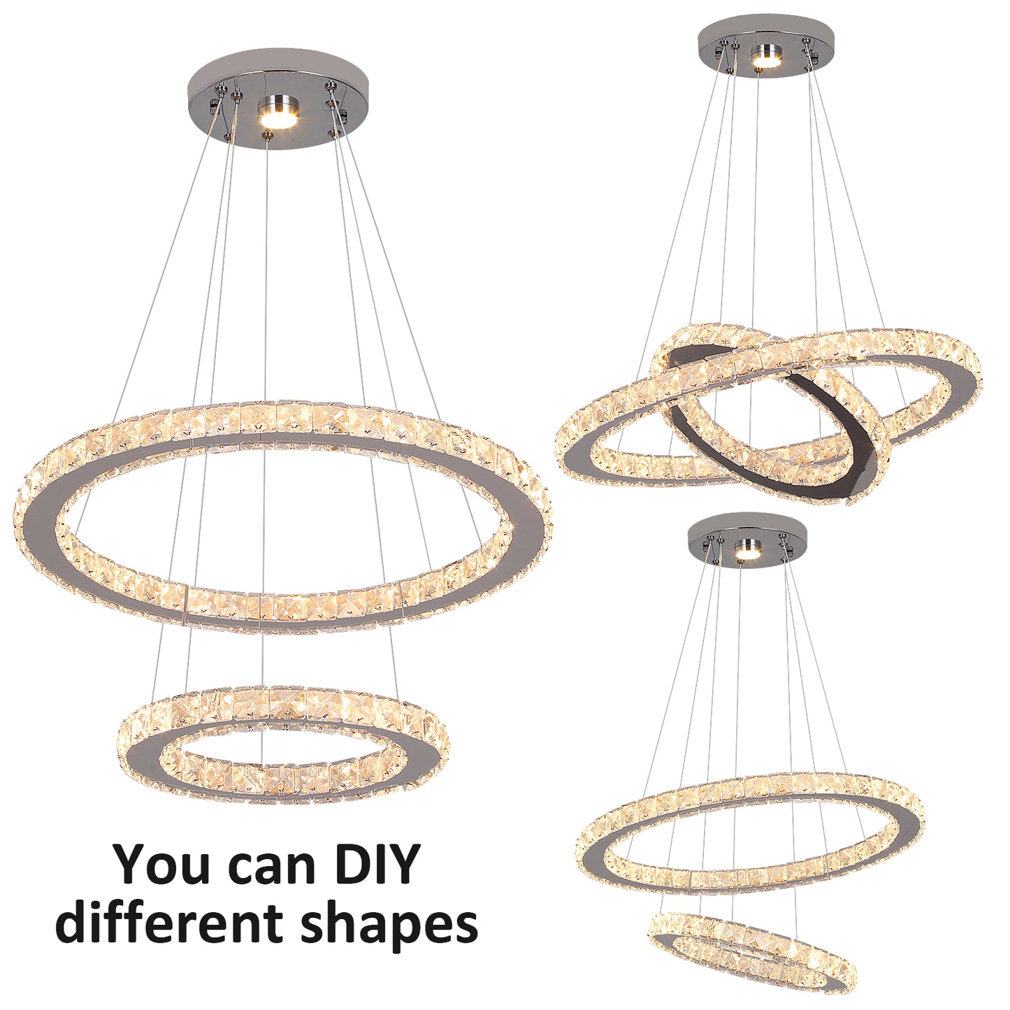 2 RINGS MODERN HALO CHANDELIER FOR DINING TABLE