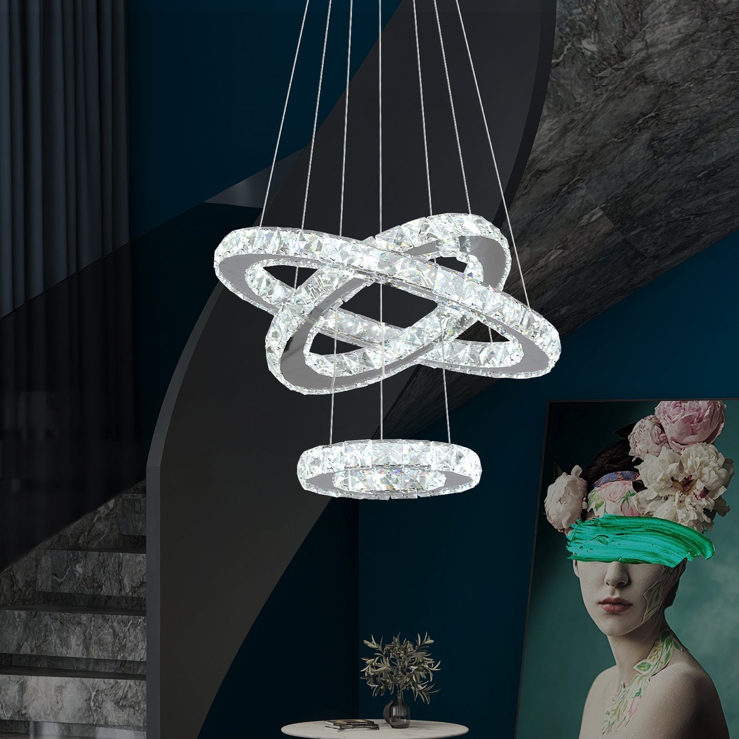 CRYSTAL HALO CHANDELIER