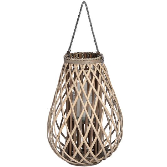 Large Wicker Bulbous Lantern