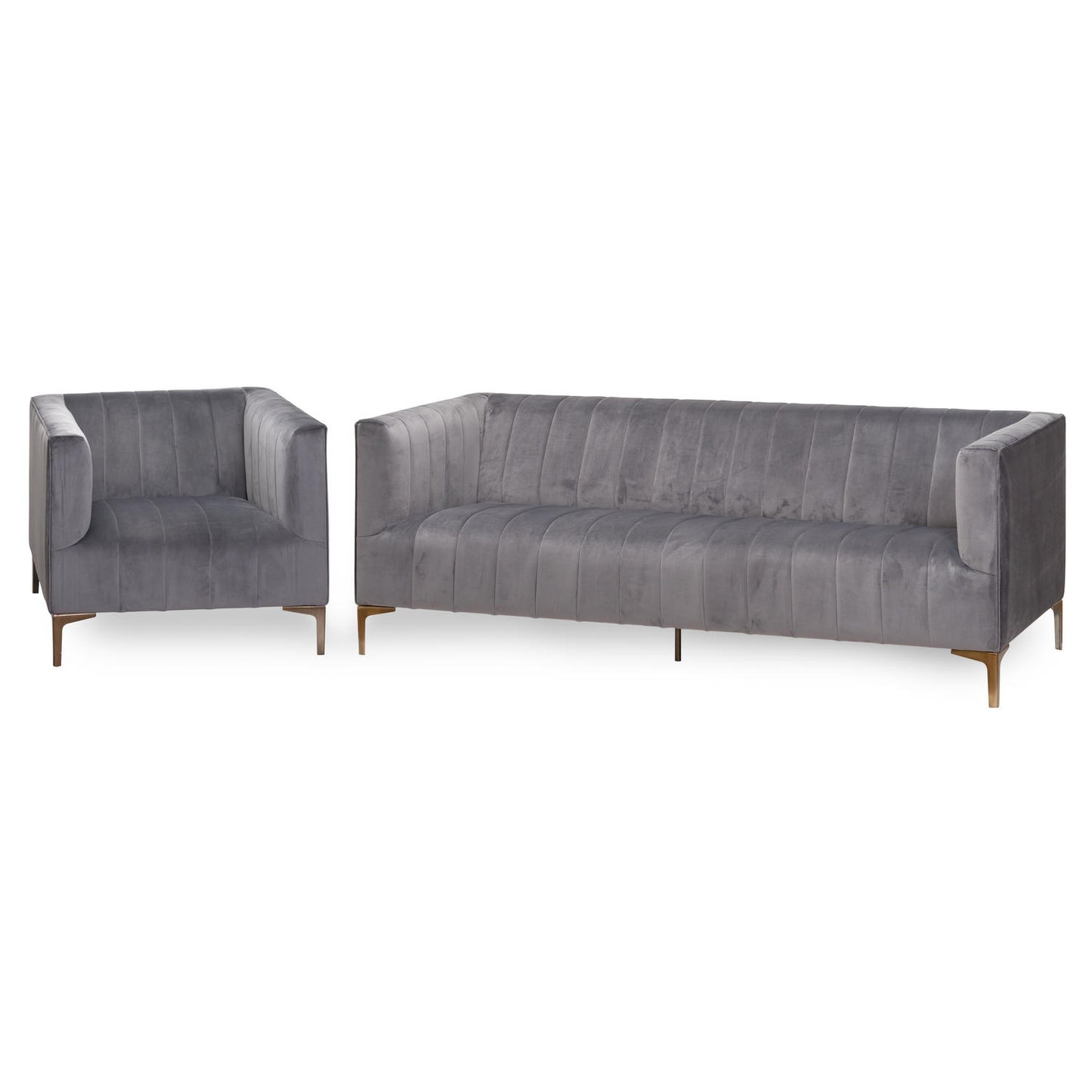 Emperor Grey Velvet 2 Seater Sofa With Chrome Legs