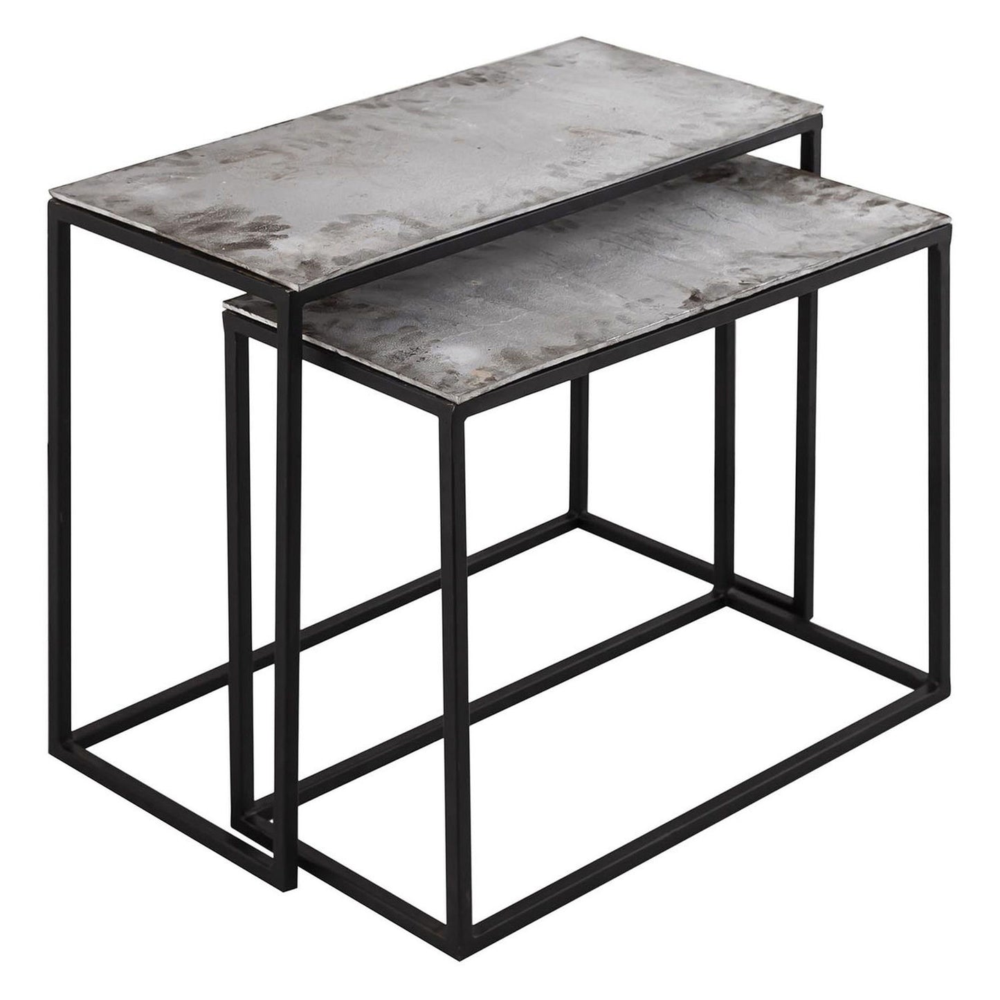 Farrah Collection Silver Set of Two Side Tables