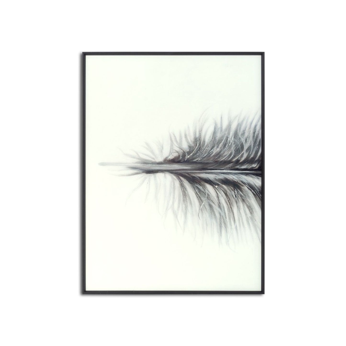 Black Striped Feather Over 3 Black Glass Frames