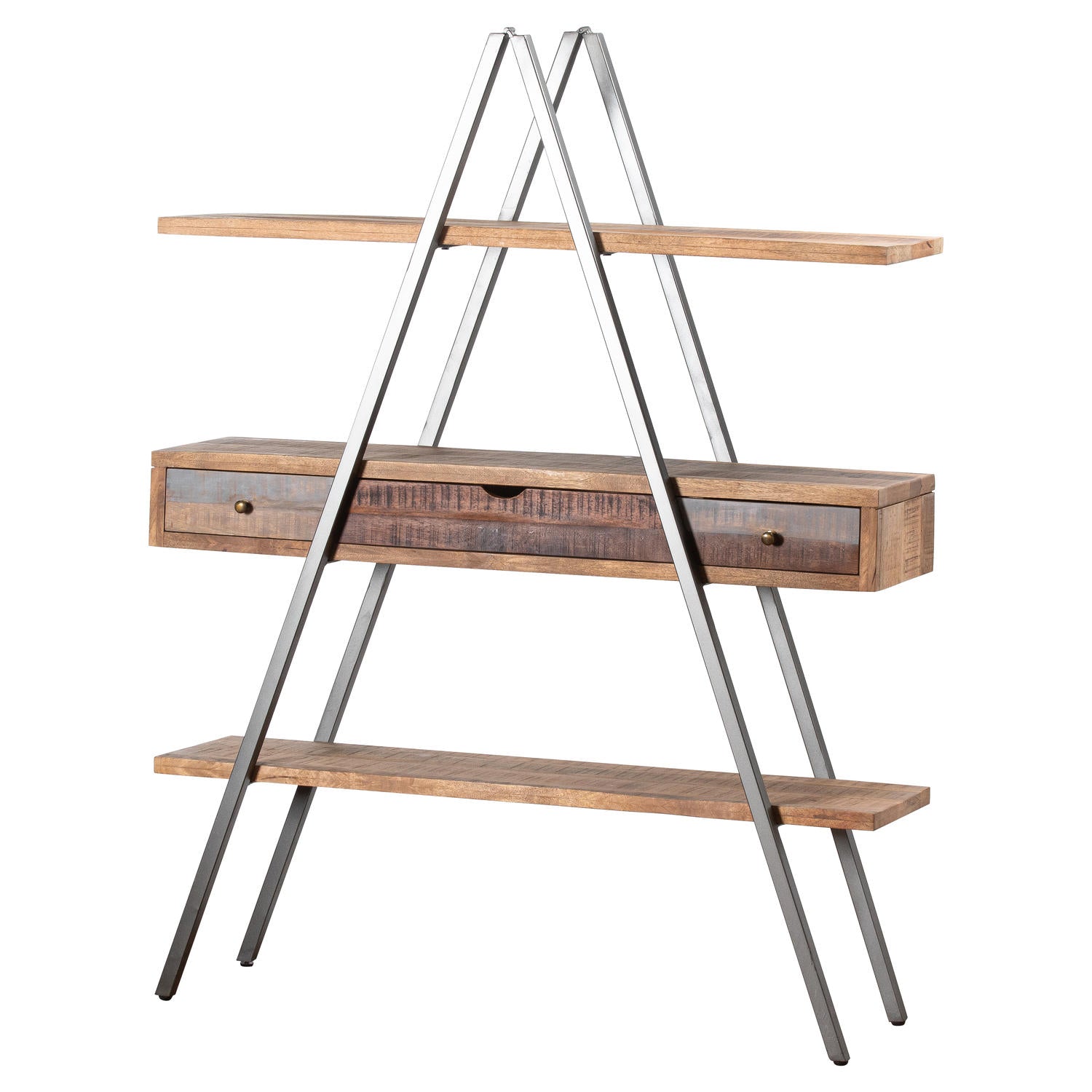 Reclaimed Industrial Bookcase With Drawers – BARR Interiors