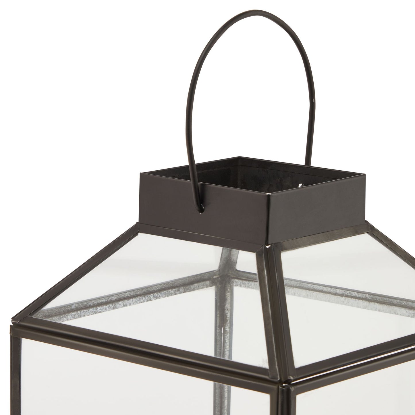 Glass Top Small Black Lantern