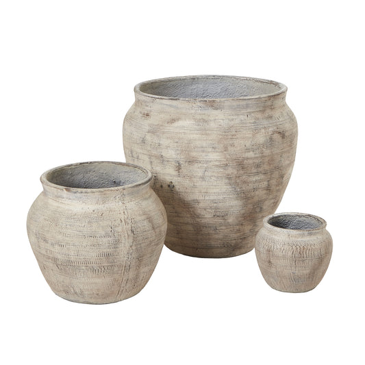 Olympia Mottled Grey Set Of 3 Planters