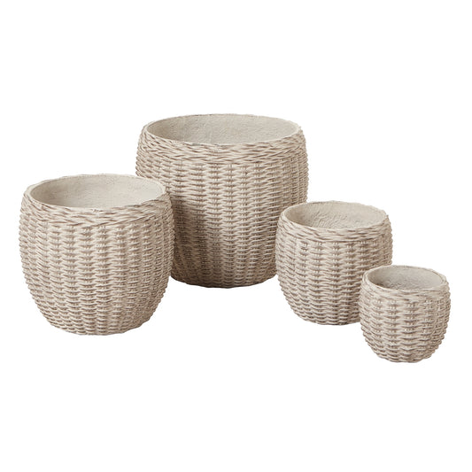 Hellas Natural Clay Wicker Set Of 4 Planters