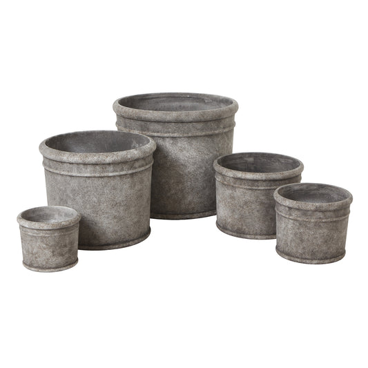 Hestia Old Wall Grey Set Of 5 Planters