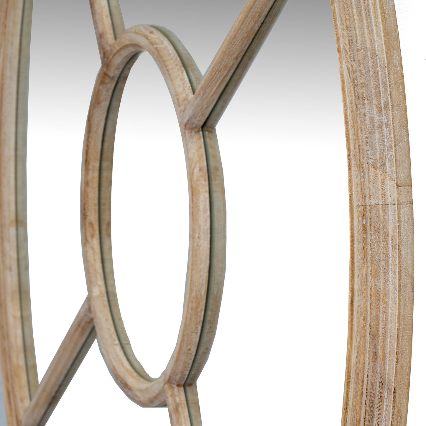 Washed Wood Round Window Mirror