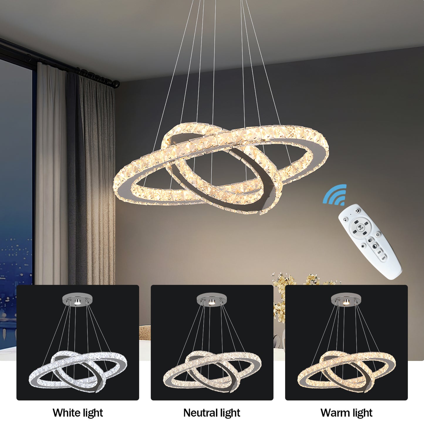 2 RINGS MODERN HALO CHANDELIER FOR DINING TABLE