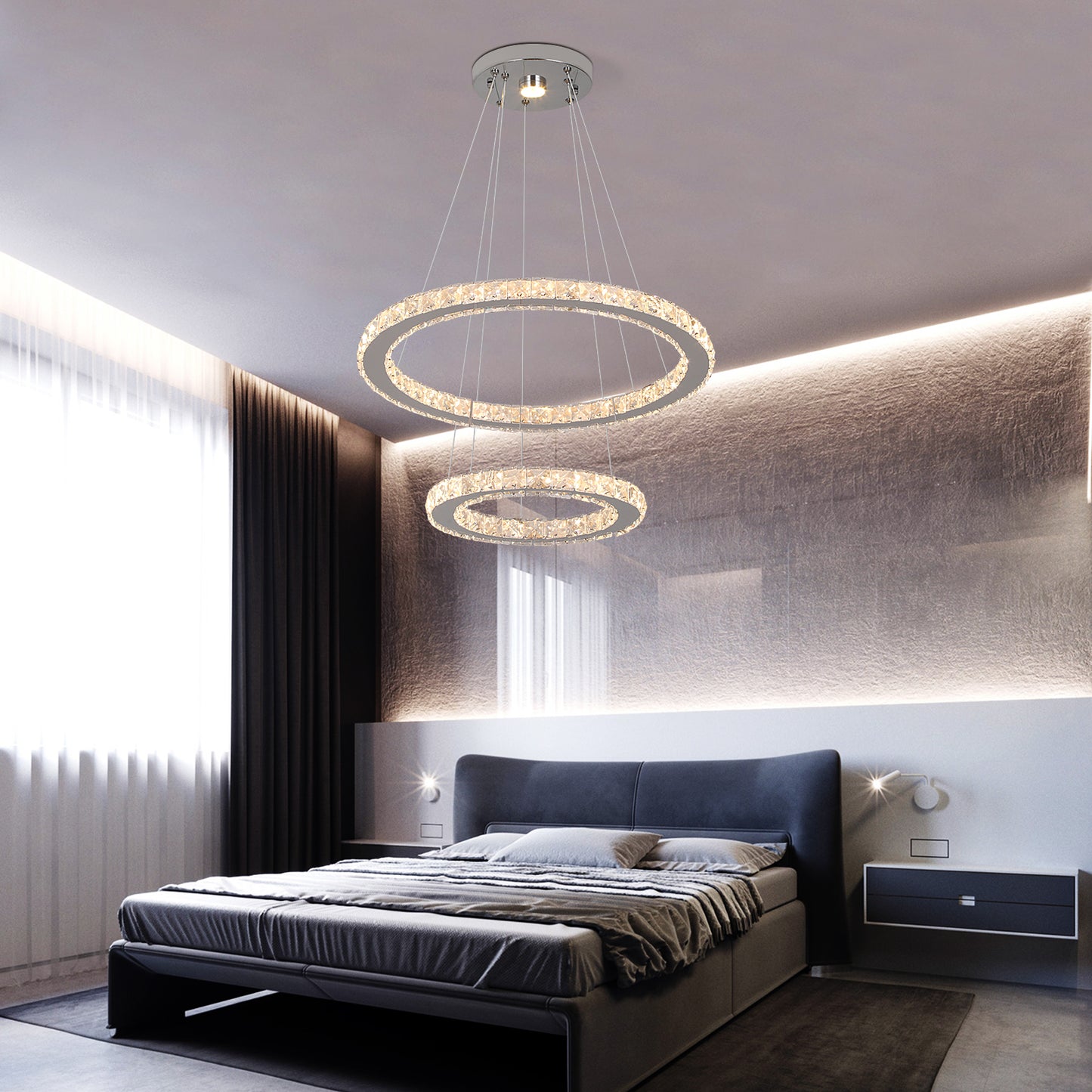 2 RINGS MODERN HALO CHANDELIER FOR DINING TABLE