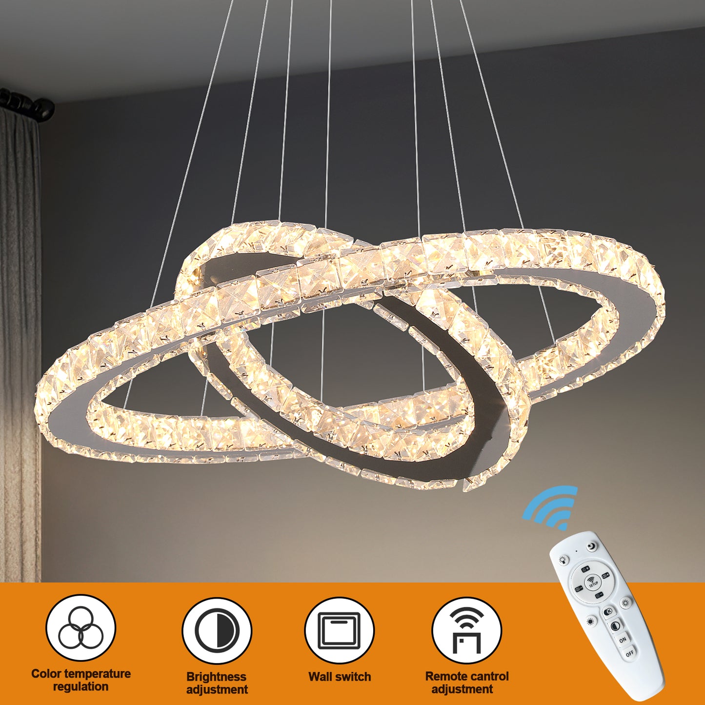 2 RINGS MODERN HALO CHANDELIER FOR DINING TABLE