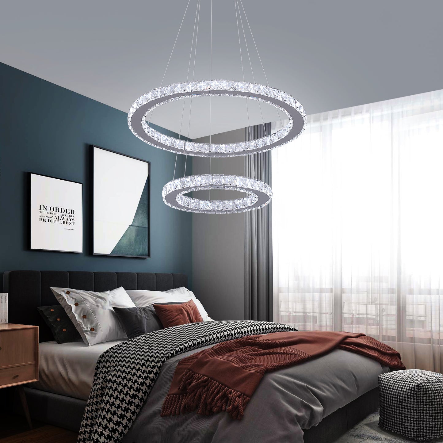 2 RINGS MODERN HALO CHANDELIER FOR DINING TABLE