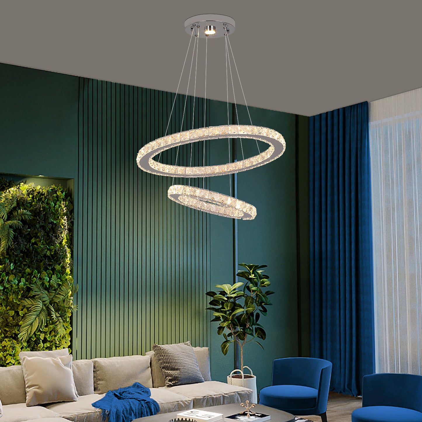 2 RINGS MODERN HALO CHANDELIER FOR DINING TABLE