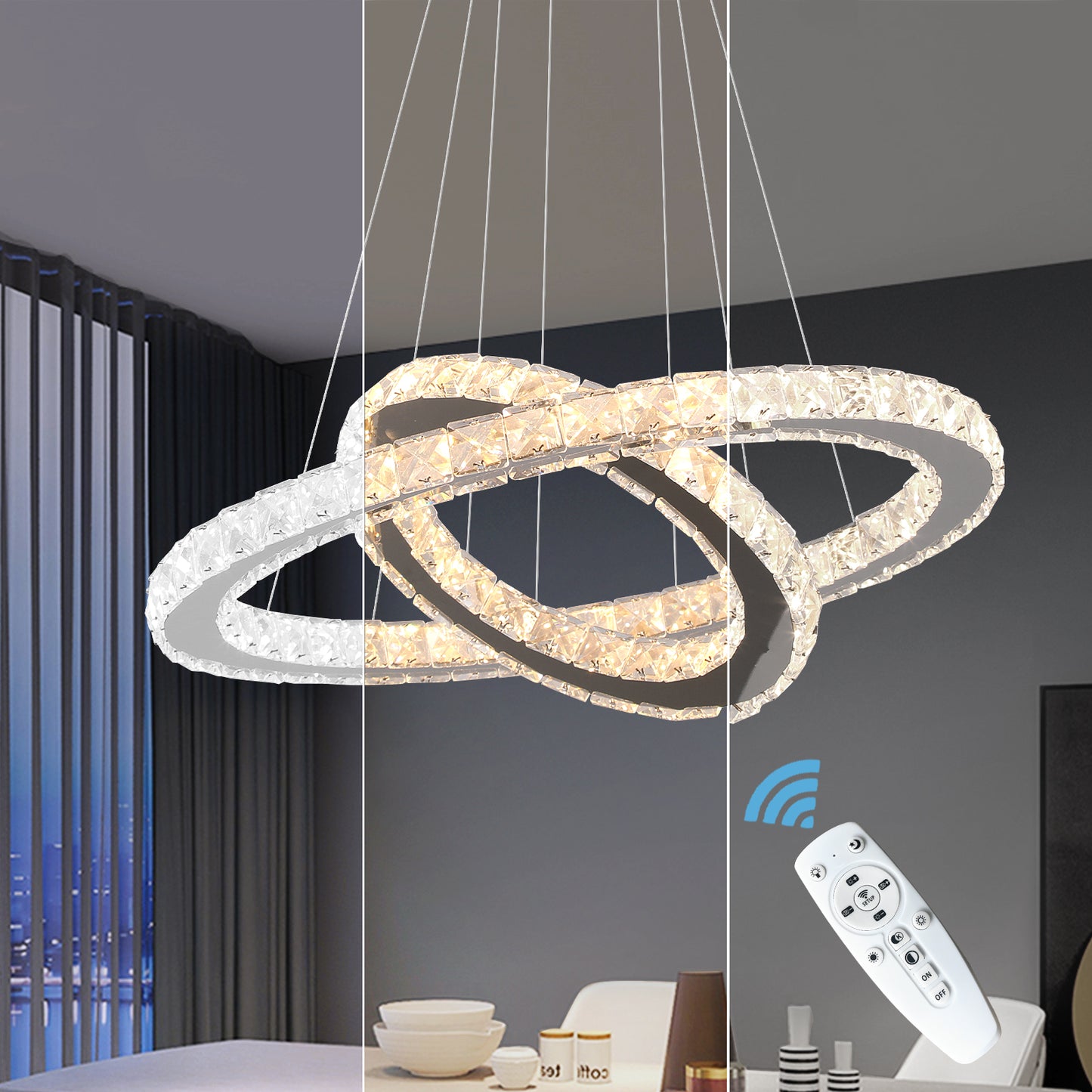 2 RINGS MODERN HALO CHANDELIER FOR DINING TABLE