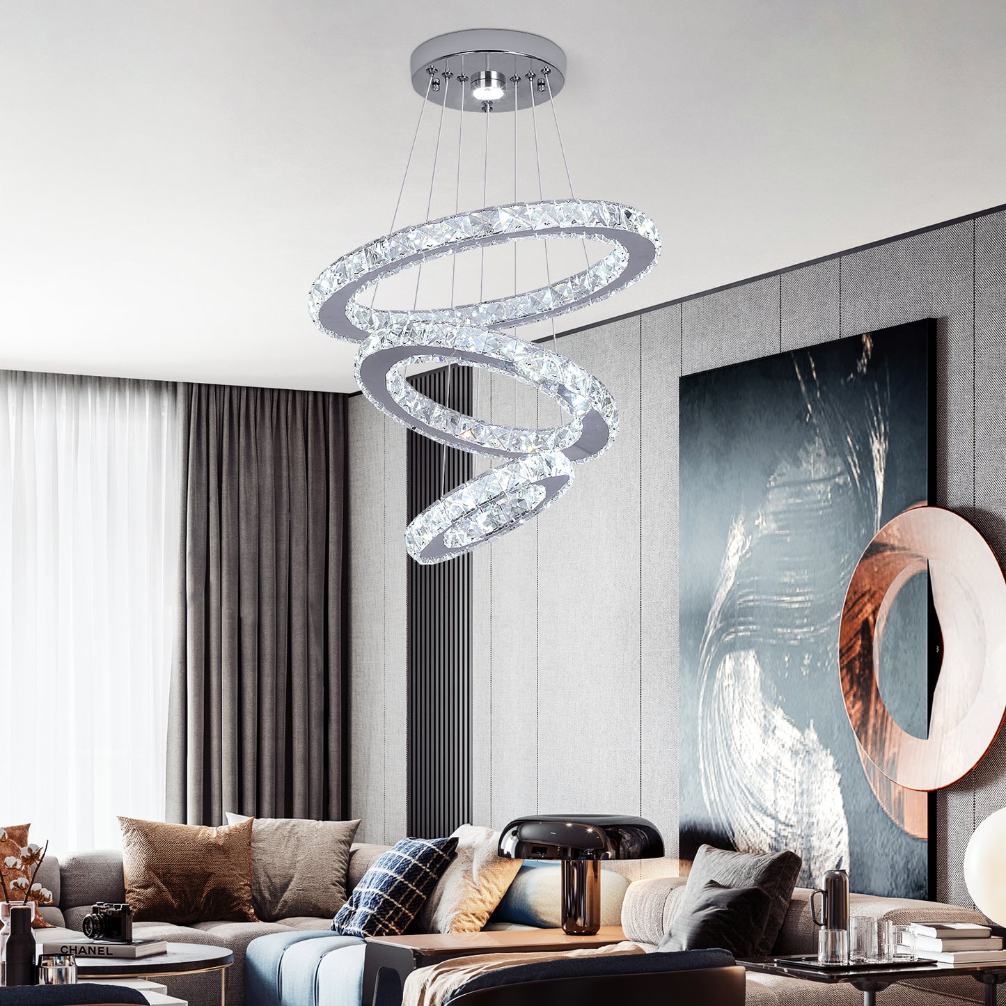 CRYSTAL HALO CHANDELIER